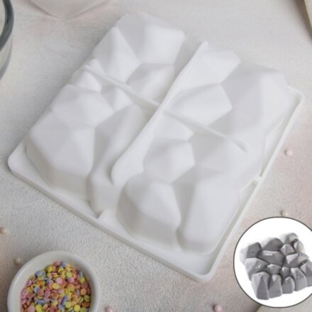 Форма для муссовых десертов и выпечки «Диамант», 18×18×6 см, цвет белый
