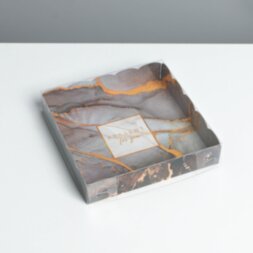 Коробка для кондитерских изделий с PVC крышкой «Мрамор», 15 × 15 × 3см
