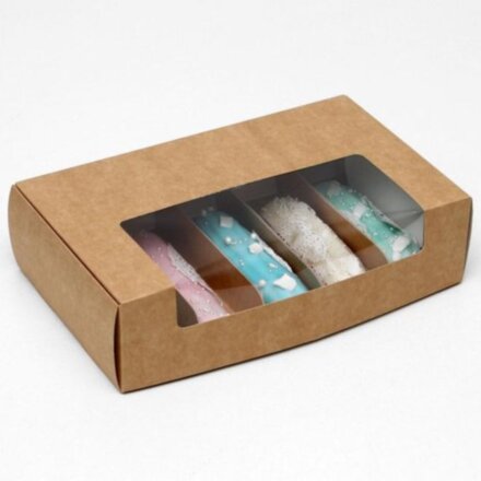 Коробка под 9 конфет с обечайкой &quot; Голубые цветы &quot; с окном 14,5 х 14,5 х 3,5 см
