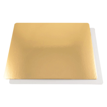 Подложка для торта квадратная (золото, белая) 20*20 см толщ. 3,2 мм