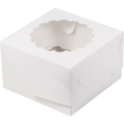 Коробка под капкейки с ажурным окошком 160*160*100 мм. (4) (белая)