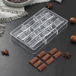 Форма для шоколада и конфет «Фигурный батончик», 20 ячеек, 20×12×2,5 см, ячейка 3,3×1,6×0,8 см