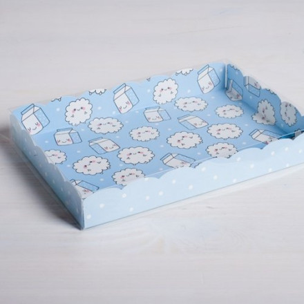 Коробка для кондитерских изделий с PVC-крышкой «Тебе», 22 × 15 × 3 см