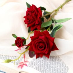 Цветы искусственные &quot;Розы с шипами&quot; 8х40 см красный