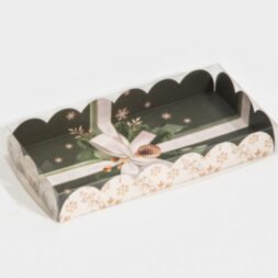 Коробка для кондитерских изделий с PVC крышкой «Новогодний бал», 10.5 × 21 × 3 см
