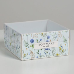 Коробка под бенто-торт с PVC крышкой You make me smile, 12 х 6 х 11,5 см