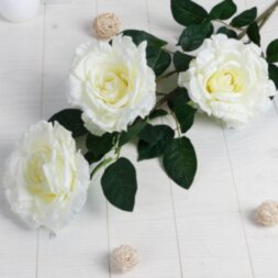 Цветы искусственные &quot;Три пышных розы&quot; 14*110 см, белый