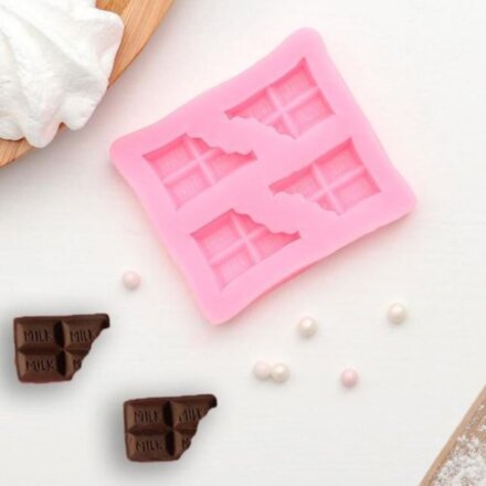 Молд «Плитка шоколада», 6,9×6 см, цвет розовый