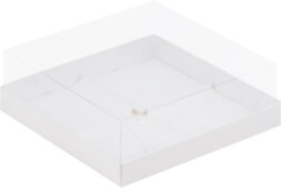 Коробка под муссовые пирожные с ПЛАСТ крышкой 170*170*60 мм. (4) (белая)