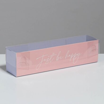Коробочка для макарун с PVC крышкой Just be happy, 19,5 х 5 х 4,5 см