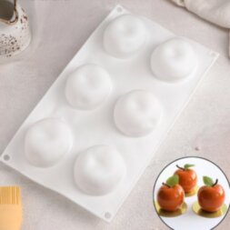 Форма для муссовых десертов и выпечки «Яблоко», 29×7 см, 6 ячеек, цвет белый