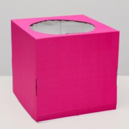 Кондитерская коробка, с окном, розовый, 30 х 30 х 30 см