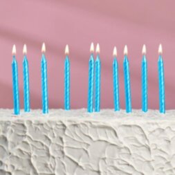 Набор свечей для торта &quot; С Днём Рождения&quot;, голубой, 10 штук