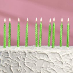 Набор свечей для торта &quot; С Днём Рождения&quot;, зелёный, 10 штук