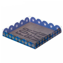 Коробка для кондитерских изделий с PVC-крышкой For real man, 18 × 18 × 3 см