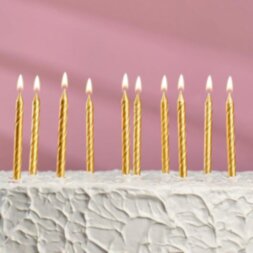 Набор свечей для торта &quot; С Днём Рождения&quot;, золотые, 10 штук