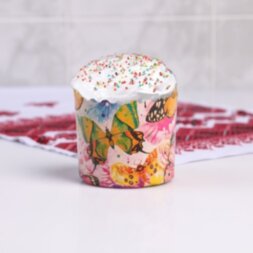 Форма бумажная для кекса, маффинов и кулича &quot;Бабочки цветные&quot; 70x60 мм