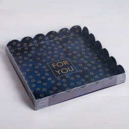 Коробка для кондитерских изделий с PVC-крышкой For you, 21 × 21 × 3 см