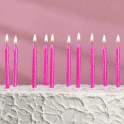 Набор свечей для торта &quot; С Днём Рождения&quot;, металлик розовый, 10 штук