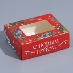 Коробка складная «Новогодний венок», 10 × 8 × 3.5 см