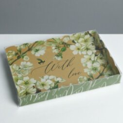 Коробка для кондитерских изделий с PVC крышкой «Пчелка», 22 × 15 × 3 см