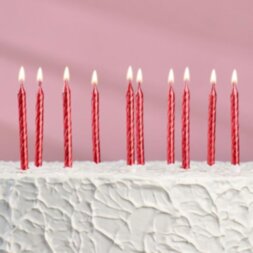 Набор свечей для торта &quot; С Днём Рождения&quot;, рубиновые, 10 штук