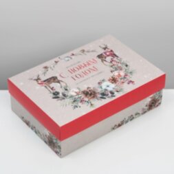 Коробка складная «Новогодняя акварель»,  30 × 20 × 9 см