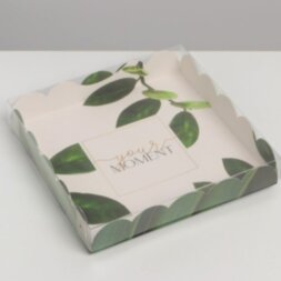 Коробка для кондитерских изделий с PVC крышкой «Эко», 18 × 18 × 3 см