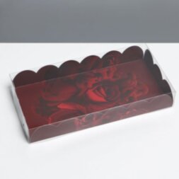 Коробка для кондитерских изделий с PVC крышкой «Розы», 10,5 × 21 × 3 см