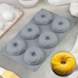 Форма для муссовых десертов и выпечки Доляна «Вихрь», 29,8×17,5 см, 6 ячеек, цвет МИКС