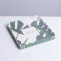 Коробка для кондитерских изделий с PVC крышкой «Эко», 21 × 21 × 3 см