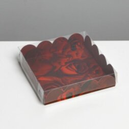 Коробка для кондитерских изделий с PVC крышкой «Розы», 13 × 13 × 3 см