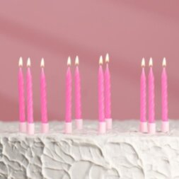 Набор свечей для торта &quot;С Днём Рождения&quot;, неоновые, розовые, 10 шт
