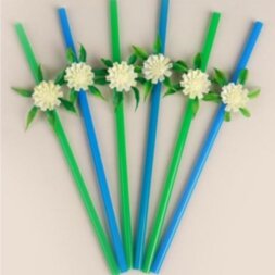 Трубочки для коктейля «Белый цветок», набор 6 шт., цвет МИКС