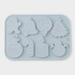 Форма силиконовая для льда и кондитерских украшений Доляна «Новый год», 18,5×12,8×0,5 см, 8 ячеек, ц