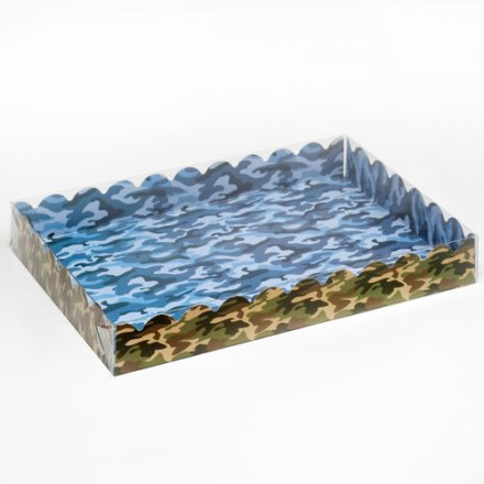 Коробочка для печенья с PVC крышкой &quot;Хаки&quot;, 22 х 15 х 3 см