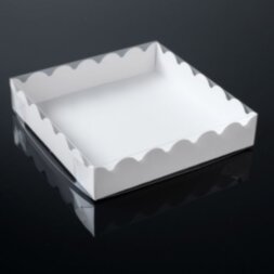 Коробочка для печенья с PVC крышкой, белая, 15 х 15 х 3 см