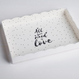 Коробка для кондитерских изделий с PVC-крышкой Love, 22 × 15 × 3 см