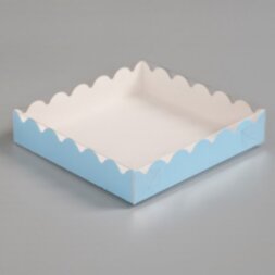 Коробочка для печенья с PVC крышкой, голубая/сиреневая, 12 х 12 х 3 см