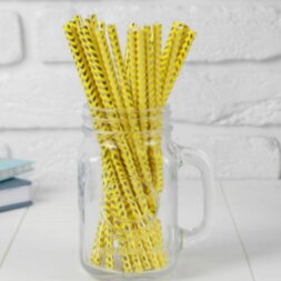 Трубочки для коктейля «Зигзаг», набор 25 шт., цвет жёлто-золотой