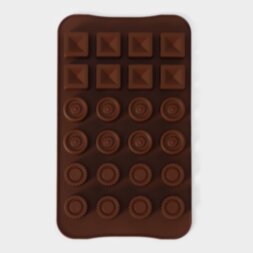 Форма для шоколада Доляна «Кружочки, квадратики», 21,5×10,4×1,5 см, 15 ячеек, цвет МИКС