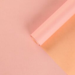 Бумага упаковочная крафт белый, двухцветный, розовый-персиковый, 0,72 х 10 м