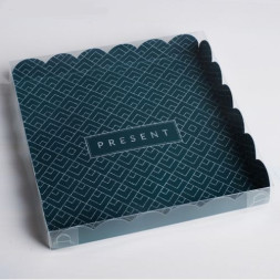 Коробка для кондитерских изделий с PVC-крышкой Present, 21 × 21 × 3 см