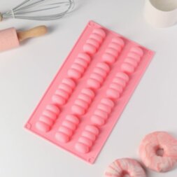 Форма силиконовая для выпечки Доляна «Сладости. Бабл»,12 ячеек, 28×16×2 см, цвет розовый