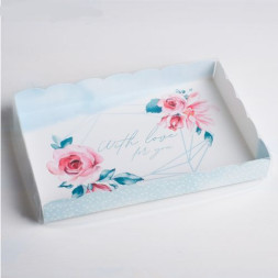 Коробка для кондитерских изделий с PVC-крышкой With love for you, 22 × 15 × 3 см
