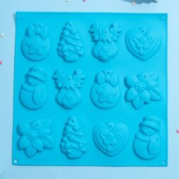 Форма для шоколада 3D Доляна «Ёлочные игрушки», 30×30 см, 12 ячеек, цвет МИКС