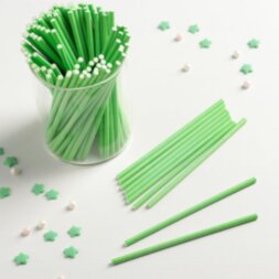 Палочки для кейкпопсов, 10×0,3 см, в наборе 100 шт, цвет зелёный