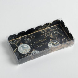Коробка для кондитерских изделий с PVC крышкой «Снежинка», 10.5 × 21 × 3 см