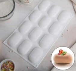 Форма силиконовая для муссовых десертов и выпечки Доляна «Савоярди», 29,7×17,2×2,5 см, 12 ячеек, 4×6