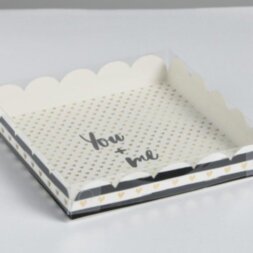 Коробка для кондитерских изделий с PVC-крышкой You Me, 18 × 18 × 3 см